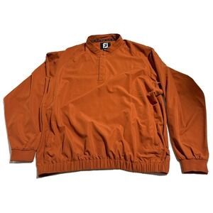 FootJoy Golf Sweater Mens XL Burnt Orange Quarter‎ Snap Windbreaker Jacket